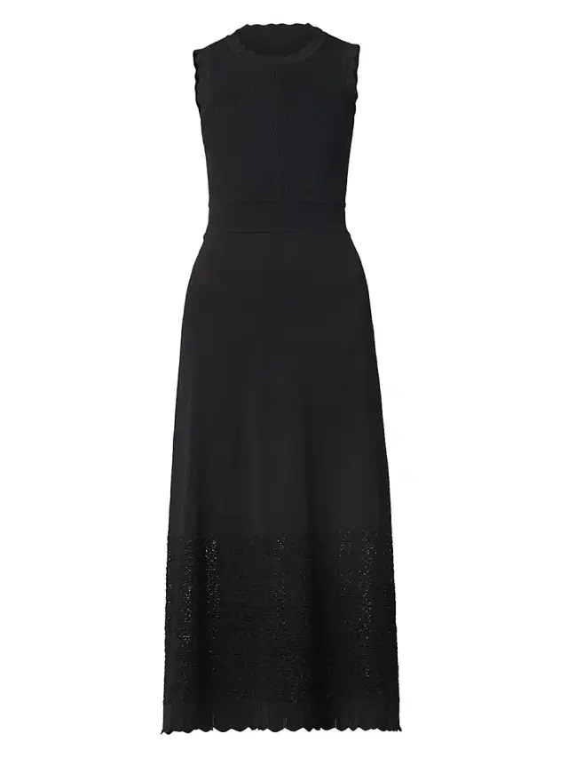 Shoshanna Women's Brooke Scalloped A-Line Midi-Dress - Jet