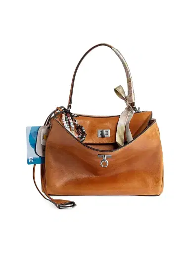 Balenciaga Women's Rodeo Small Top Handle Bag with Charms - Tan Cowboy | Thumbnail 1