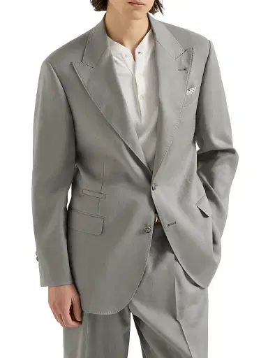 Brunello Cucinelli Men's Tailor Blazer in Linen, Virgin Wool and Mohair Gabardine | Thumbnail 1 Brunello Cucinelli Men's Tailor Blazer in Linen, Virgin Wool and Mohair Gabardine | Thumbnail 1