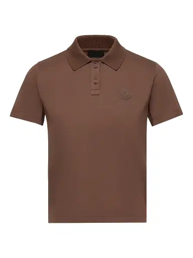 Moncler Women's Polo Shirt in Cotton Jersey with Pleats - Brown - Size Large | Thumbnail 1