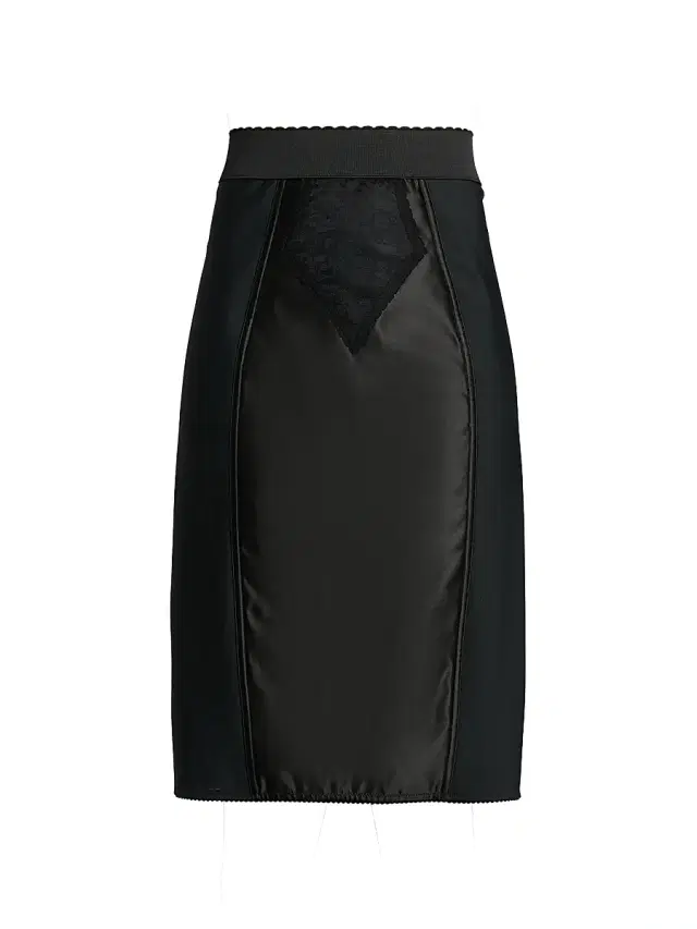 Women's Lace-Panel Pencil Skirt - Nero
