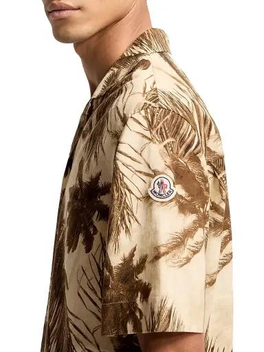Moncler Men's Shirt in Cotton & Linen Blend - Beige Green - Size XXL | Thumbnail 4 Moncler Men's Shirt in Cotton & Linen Blend - Beige Green - Size XXL | Thumbnail 4