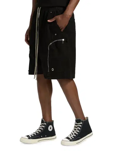 DRKSHDW by Rick Owens Men's Bauhaus Pods Drawstring Denim Shorts - Black | Thumbnail 4