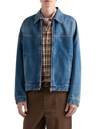 Prada Men's Denim Blouson Jacket - Blue | Thumbnail 2 Prada Men's Denim Blouson Jacket - Blue | Thumbnail 2