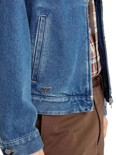 Prada Men's Denim Blouson Jacket - Blue | Thumbnail 5 Prada Men's Denim Blouson Jacket - Blue | Thumbnail 5