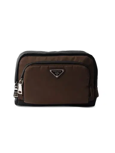 Prada Men's Re-Nylon Pouch - Brown | Thumbnail 1 Prada Men's Re-Nylon Pouch - Brown | Thumbnail 1