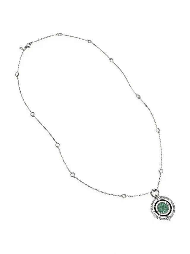 Women's Dot Moon Door Sterling Silver & Citrine Pendant Necklace - Silver