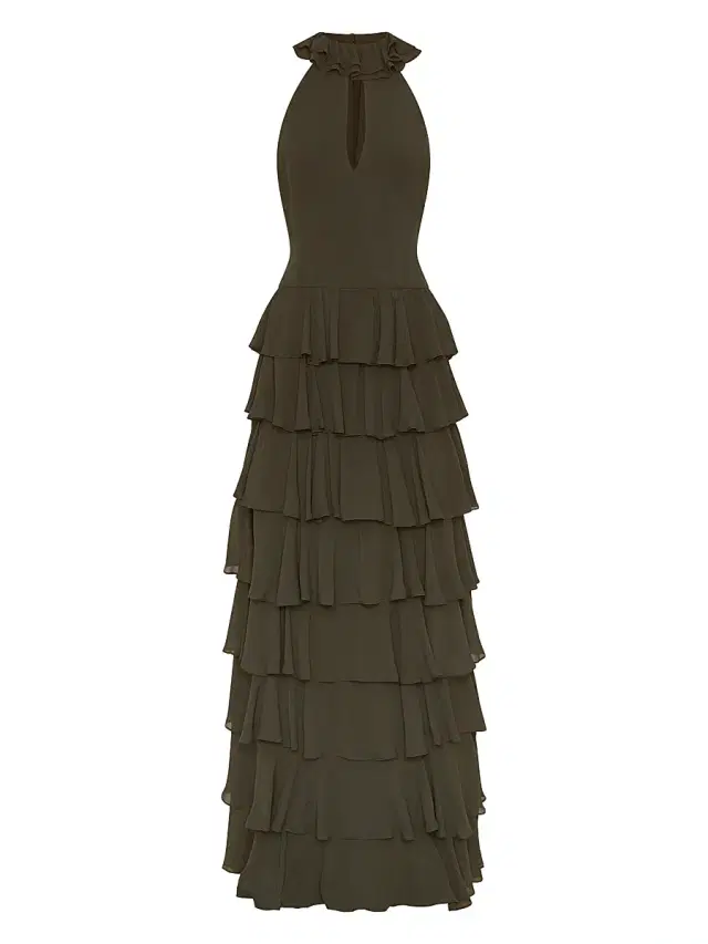 Women's Yasira Ruffled Tiered Maxi Dress - Espresso
