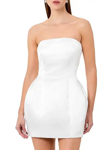 NICHOLAS Women's Kaline Strapless Bustier Satin Minidress - Ivory - Size 12 | Thumbnail 3 NICHOLAS Women's Kaline Strapless Bustier Satin Minidress - Ivory - Size 12 | Thumbnail 3