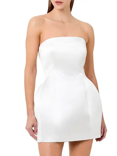 NICHOLAS Women's Kaline Strapless Bustier Satin Minidress - Ivory - Size 12 | Thumbnail 4 NICHOLAS Women's Kaline Strapless Bustier Satin Minidress - Ivory - Size 12 | Thumbnail 4