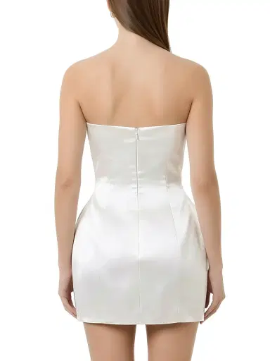 NICHOLAS Women's Kaline Strapless Bustier Satin Minidress - Ivory - Size 12 | Thumbnail 5 NICHOLAS Women's Kaline Strapless Bustier Satin Minidress - Ivory - Size 12 | Thumbnail 5