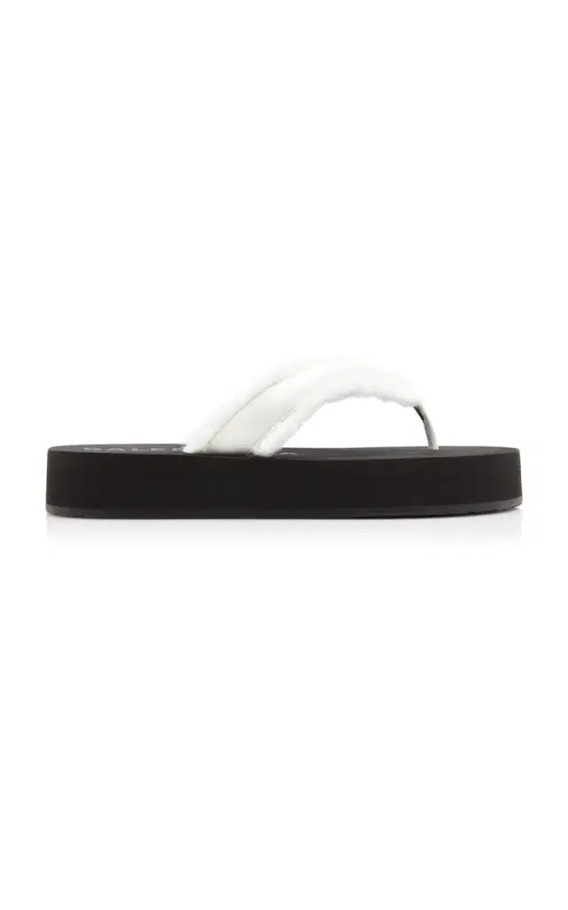 Balenciaga Silk-Trimmed Platform Flip Flop