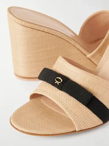 Gianvito Rossi 85 Grosgrain-trimmed Raffia Wedge Mules | Thumbnail 5 Gianvito Rossi 85 Grosgrain-trimmed Raffia Wedge Mules | Thumbnail 5