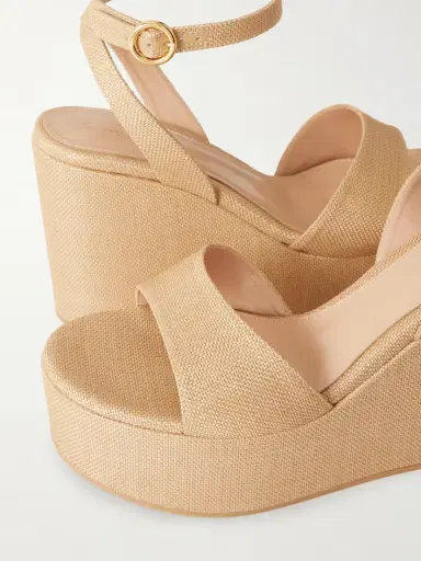 Gianvito Rossi 60 Raffia Platform Wedge Sandals | Thumbnail 5