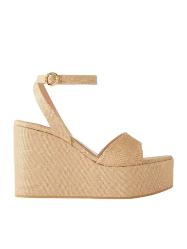 Gianvito Rossi 60 Raffia Platform Wedge Sandals | Thumbnail 1