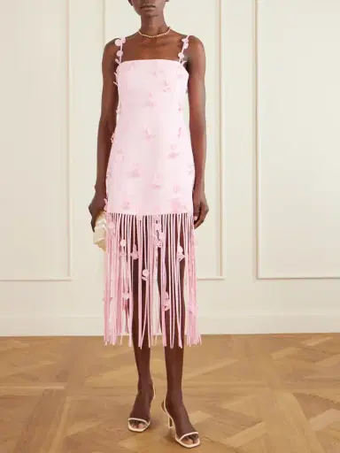 Simkhai Juliana Embellished Fringed Linen-blend Midi Dress | Thumbnail 2 Simkhai Juliana Embellished Fringed Linen-blend Midi Dress | Thumbnail 2