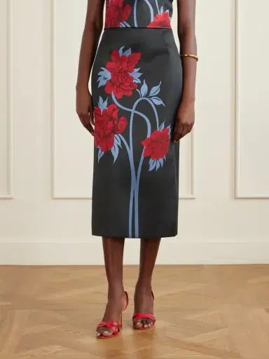 La DoubleJ Floral-print Twill Midi Skirt | Thumbnail 3