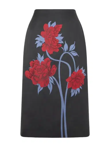 La DoubleJ Floral-print Twill Midi Skirt | Thumbnail 1
