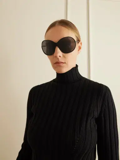 Alaïa Mask Large Round-frame Metal Sunglasses | Thumbnail 2