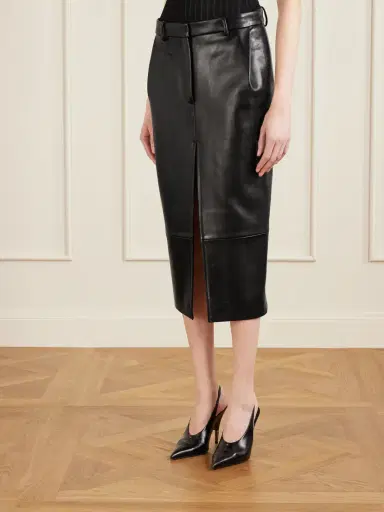Khaite Anden Paneled Leather Midi Skirt | Thumbnail 3 Khaite Anden Paneled Leather Midi Skirt | Thumbnail 3