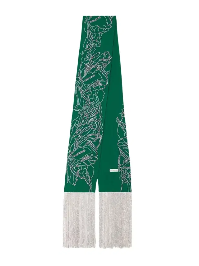 Fringed Crystal-embellished Silk Scarf