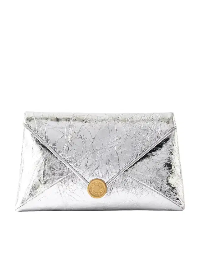Metallic Crinkled-leather Clutch