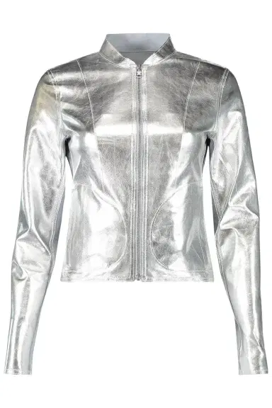 LAMARQUE Chapin Bomber Jacket - Baby Blue Silver | Thumbnail 2 LAMARQUE Chapin Bomber Jacket - Baby Blue Silver | Thumbnail 2