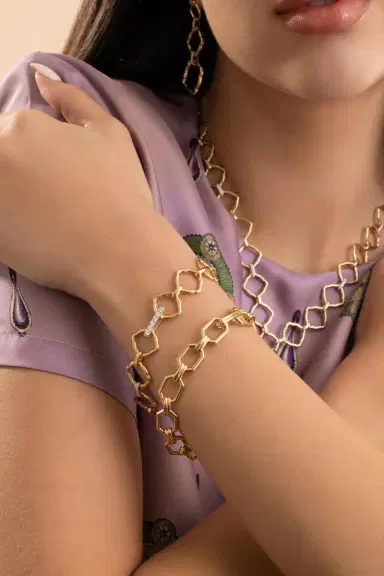 EDINA KISS Diamond Mosaic Motif Bracelet | Thumbnail 3