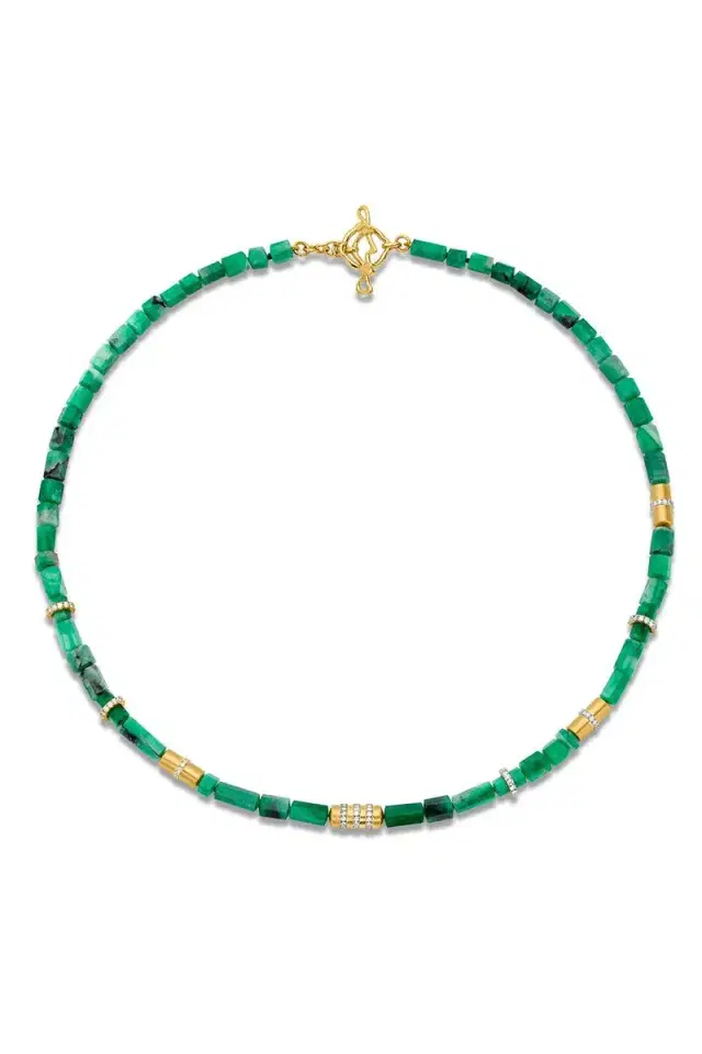 Emerald Small Beaded Necklace