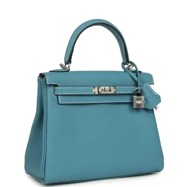 HERMÈS Hermes Kelly Retourne 25 Blue Jean Togo Palladium Hardware | Thumbnail 2 HERMÈS Hermes Kelly Retourne 25 Blue Jean Togo Palladium Hardware | Thumbnail 2