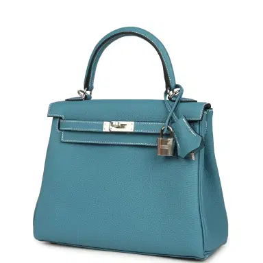 HERMÈS Hermes Kelly Retourne 25 Blue Jean Togo Palladium Hardware | Thumbnail 3 HERMÈS Hermes Kelly Retourne 25 Blue Jean Togo Palladium Hardware | Thumbnail 3