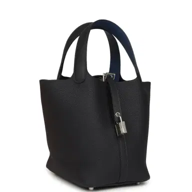 HERMÈS Hermes Picotin Lock Eclat 18 Bleu Nuit Clemence and Bleu France Swift Palladium Hardware | Thumbnail 2 HERMÈS Hermes Picotin Lock Eclat 18 Bleu Nuit Clemence and Bleu France Swift Palladium Hardware | Thumbnail 2