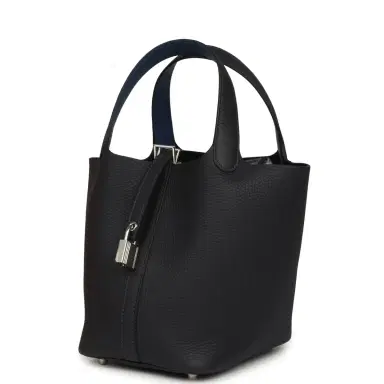 HERMÈS Hermes Picotin Lock Eclat 18 Bleu Nuit Clemence and Bleu France Swift Palladium Hardware | Thumbnail 3 HERMÈS Hermes Picotin Lock Eclat 18 Bleu Nuit Clemence and Bleu France Swift Palladium Hardware | Thumbnail 3