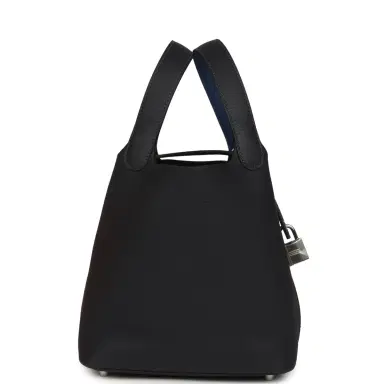 HERMÈS Hermes Picotin Lock Eclat 18 Bleu Nuit Clemence and Bleu France Swift Palladium Hardware | Thumbnail 4 HERMÈS Hermes Picotin Lock Eclat 18 Bleu Nuit Clemence and Bleu France Swift Palladium Hardware | Thumbnail 4