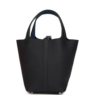 HERMÈS Hermes Picotin Lock Eclat 18 Bleu Nuit Clemence and Bleu France Swift Palladium Hardware | Thumbnail 5 HERMÈS Hermes Picotin Lock Eclat 18 Bleu Nuit Clemence and Bleu France Swift Palladium Hardware | Thumbnail 5