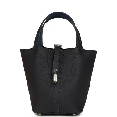 HERMÈS Hermes Picotin Lock Eclat 18 Bleu Nuit Clemence and Bleu France Swift Palladium Hardware | Thumbnail 1 HERMÈS Hermes Picotin Lock Eclat 18 Bleu Nuit Clemence and Bleu France Swift Palladium Hardware | Thumbnail 1