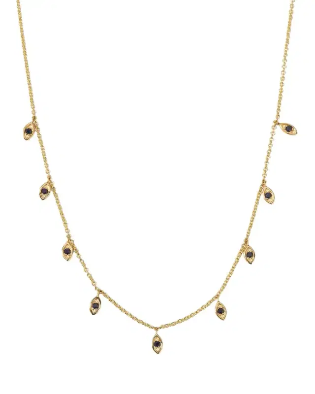 9 Marquis Sapphire Fringe Necklace