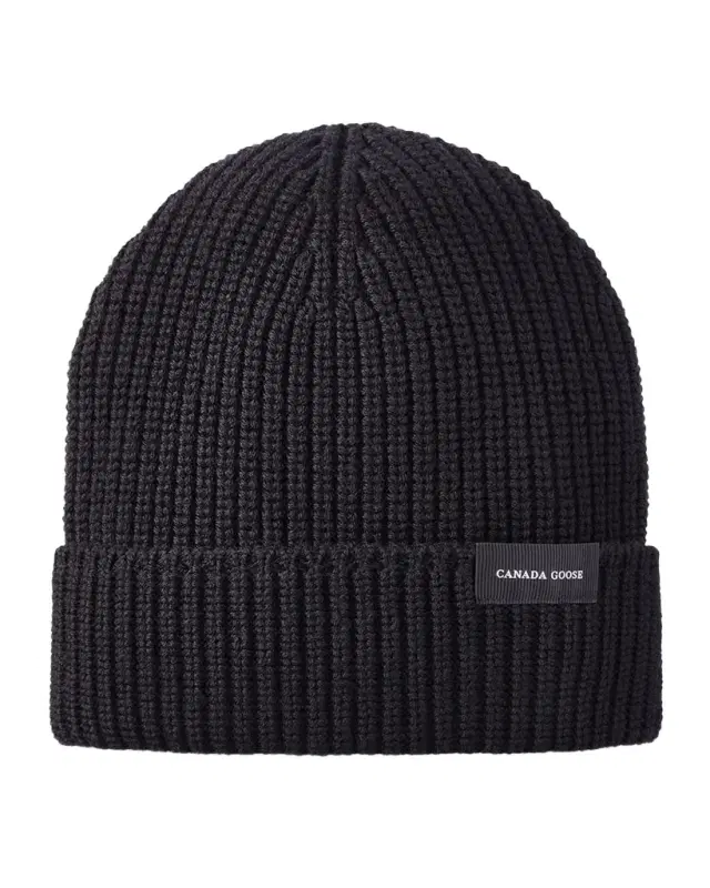 Canada Goose Men 's Wordmark Rib-Knit Toque Beanie Hat