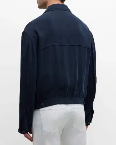 Giorgio Armani Men's Cupro Jacket with Flap Pockets | Thumbnail 3 Giorgio Armani Men's Cupro Jacket with Flap Pockets | Thumbnail 3