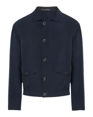 Giorgio Armani Men's Cupro Jacket with Flap Pockets | Thumbnail 1 Giorgio Armani Men's Cupro Jacket with Flap Pockets | Thumbnail 1