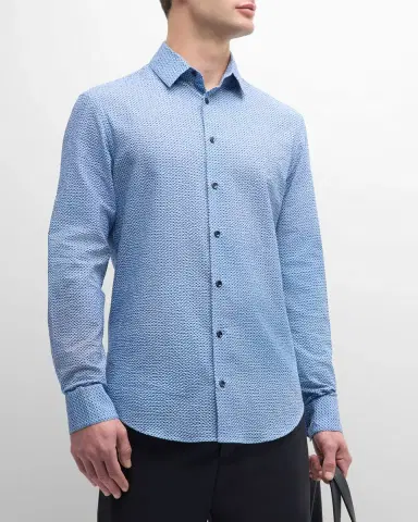 Giorgio Armani Men's Geo-Print Sport Shirt | Thumbnail 4