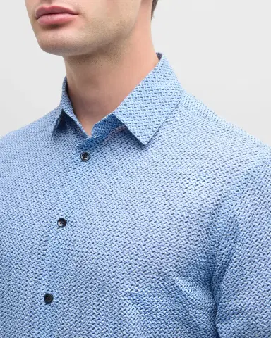 Giorgio Armani Men's Geo-Print Sport Shirt | Thumbnail 7
