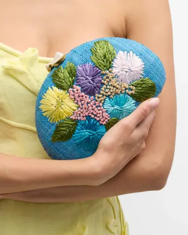 Rafe Berna Floral-Embroidered Straw Clutch Bag | Thumbnail 2 Rafe Berna Floral-Embroidered Straw Clutch Bag | Thumbnail 2