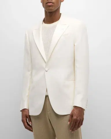 Emporio Armani Men's Textured Solid Dinner Jacket | Thumbnail 4