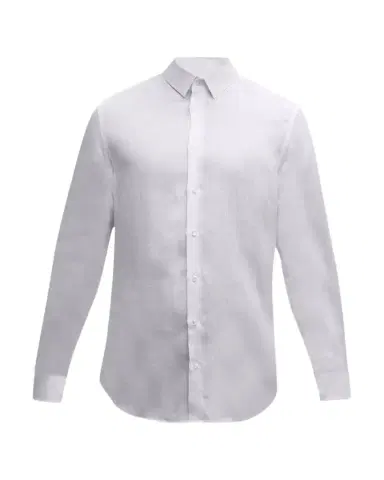 Giorgio Armani Men's Solid Linen Sport Shirt | Thumbnail 1 Giorgio Armani Men's Solid Linen Sport Shirt | Thumbnail 1