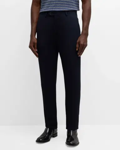 Giorgio Armani Men's Cannete Effect Flat-Front Trousers | Thumbnail 2