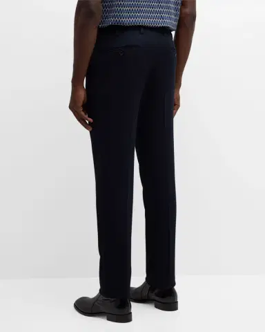 Giorgio Armani Men's Cannete Effect Flat-Front Trousers | Thumbnail 4