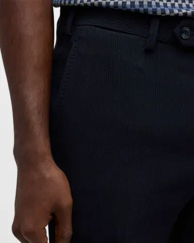 Giorgio Armani Men's Cannete Effect Flat-Front Trousers | Thumbnail 7