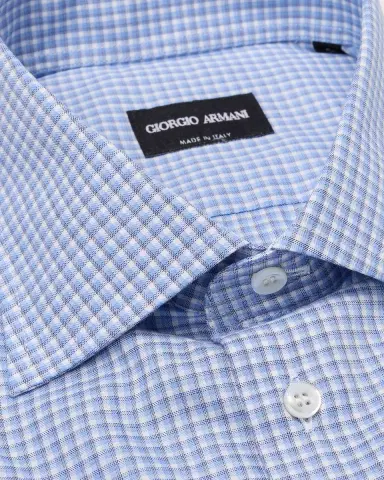 Giorgio Armani Men's Cotton Plaid Dress Shirt | Thumbnail 2