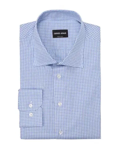 Giorgio Armani Men's Cotton Plaid Dress Shirt | Thumbnail 1